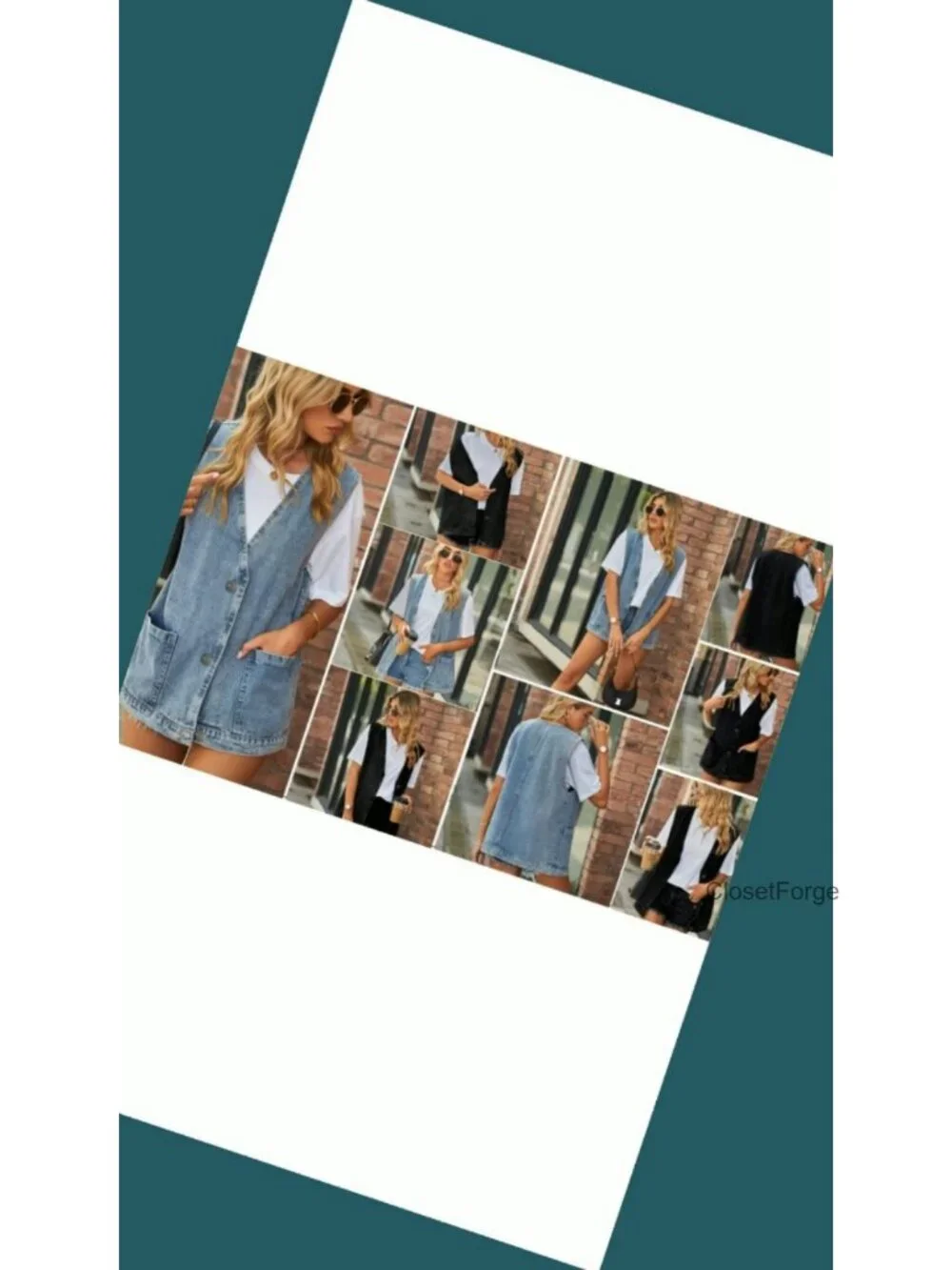 Oversized Sleeveless Denim Vest Button Down Jean Jacket Top